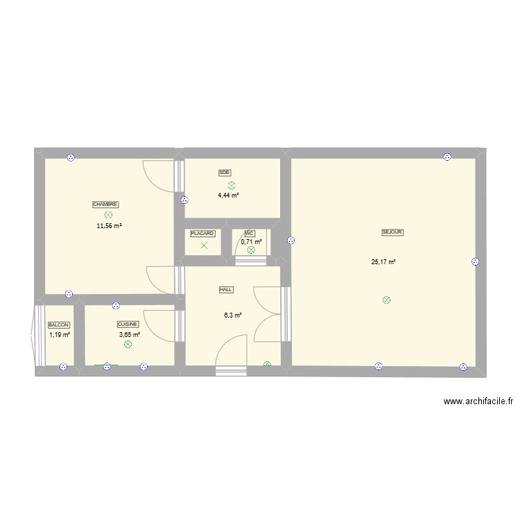 mon futur appart. Plan de 7 pièces et 53 m2