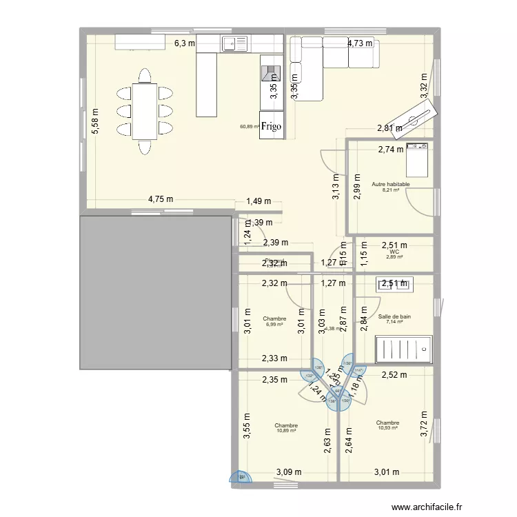 hangar citers v3. Plan de 9  et 114 m²