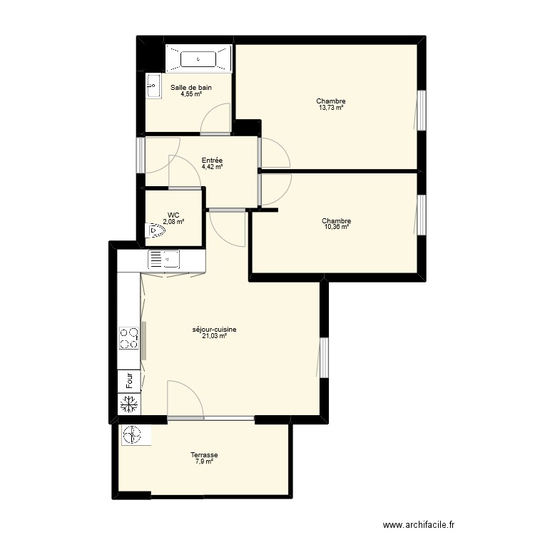 BELLIN. Plan de 9 pièces et 65 m2