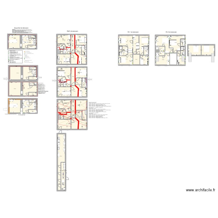 Sous-sol + RdC (09012026). Plan de 70 pièces et 472 m2