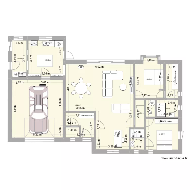 Projet maison n°2/ mitoyen / 2 chambres. Plan de Projet maison n°2/ mitoyen / 2 chambres. Plan de