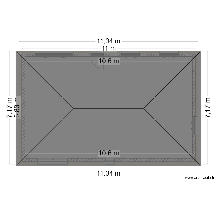 Maison ITE toiture. Plan de 2 pièces et 144 m2