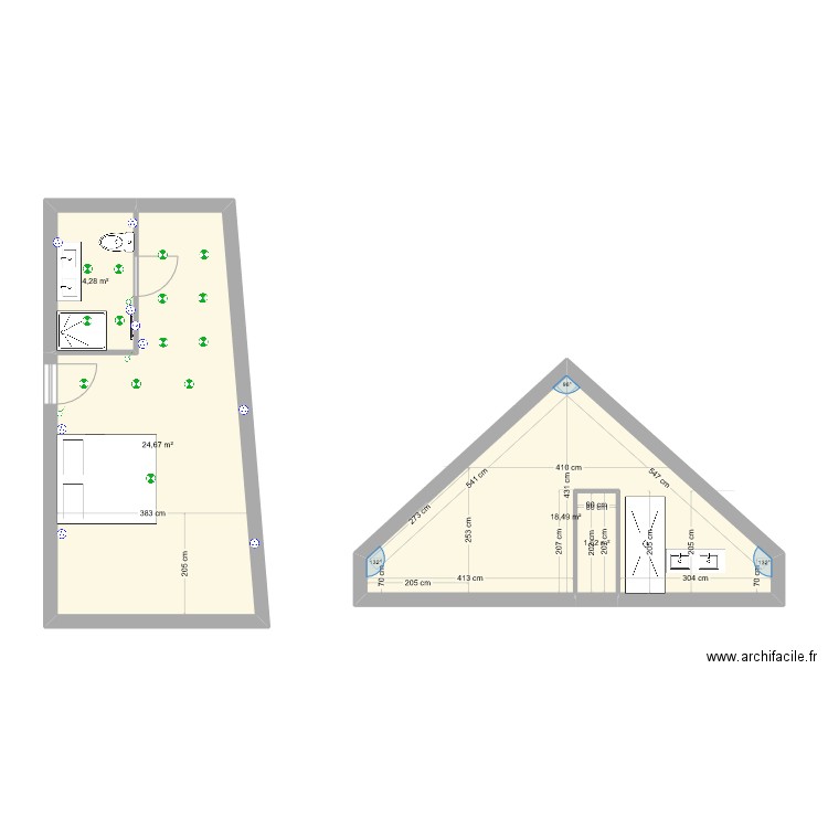 suite parentale pauline. Plan de 4 pièces et 49 m2
