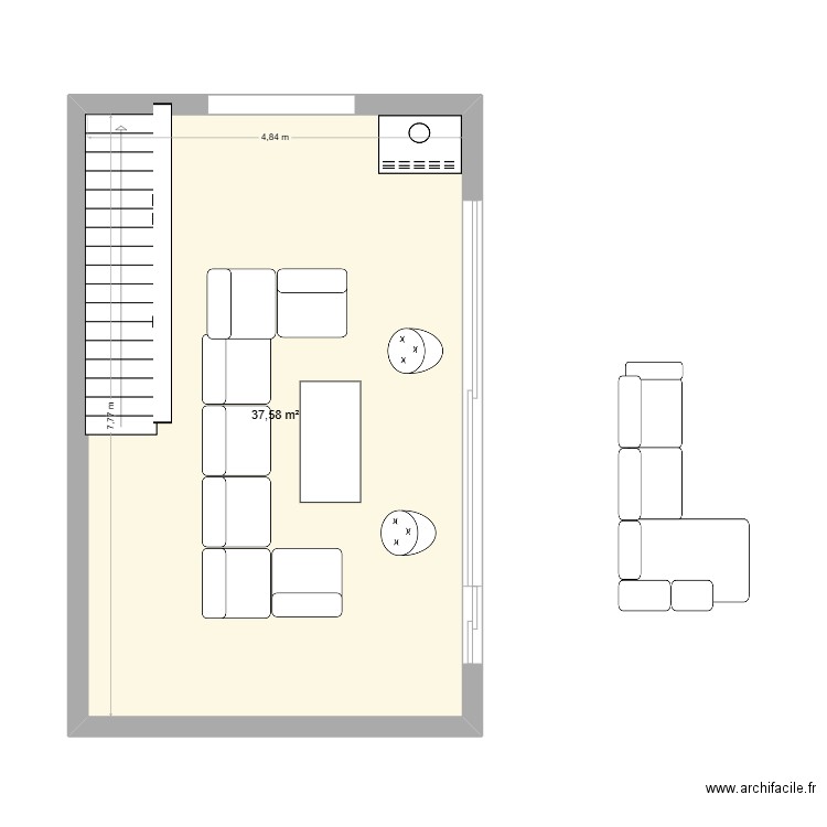 SALON CHIBERTA. Plan de 1 pièce et 38 m2