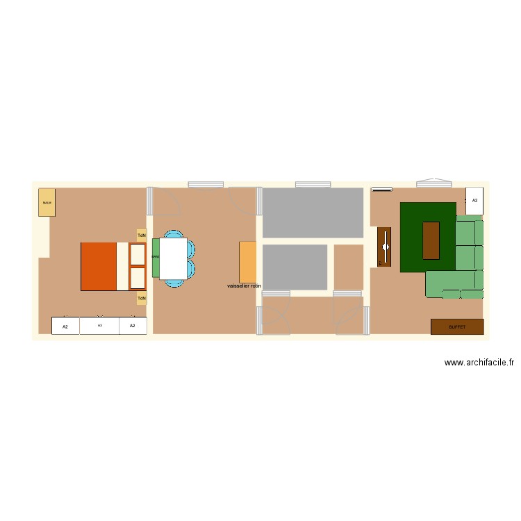 APPART. Plan de 9 pièces et 51 m2
