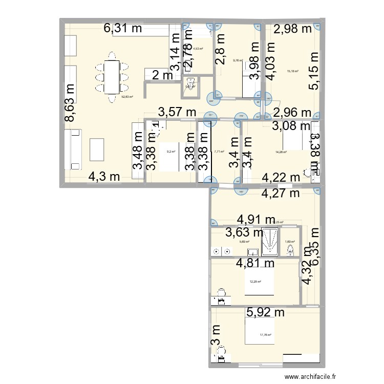 Maison 2025. Plan de 13 pièces et 168 m2