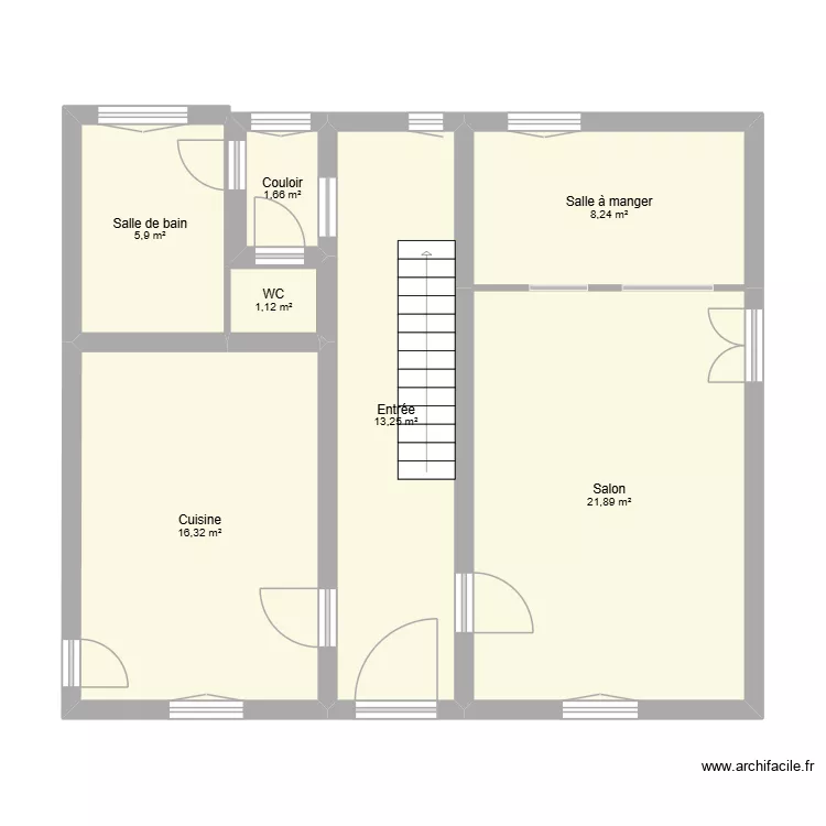 Rez-de-chauss&eacute;e. Plan de 7  et 68 m²