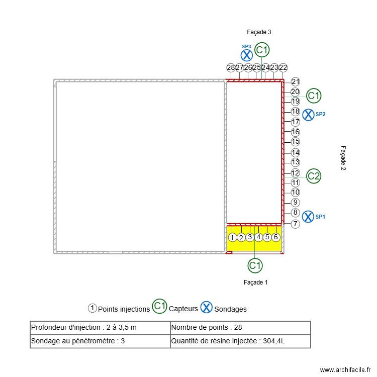 Gourves. Plan de 3 pièces et 45 m2