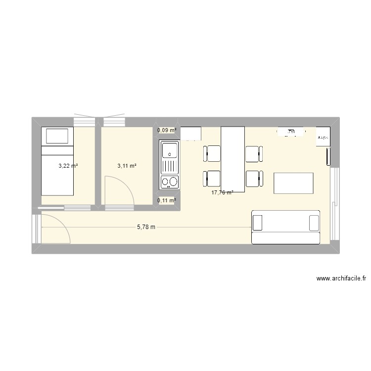 St lary. Plan de 5 pièces et 24 m2
