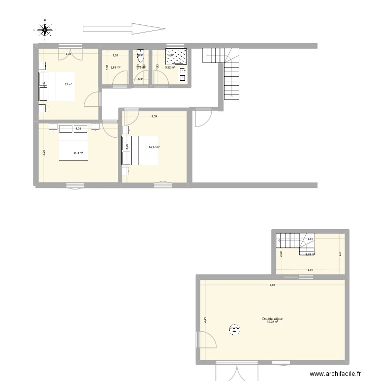 Etage saint victor. Plan de 8 pièces et 94 m2