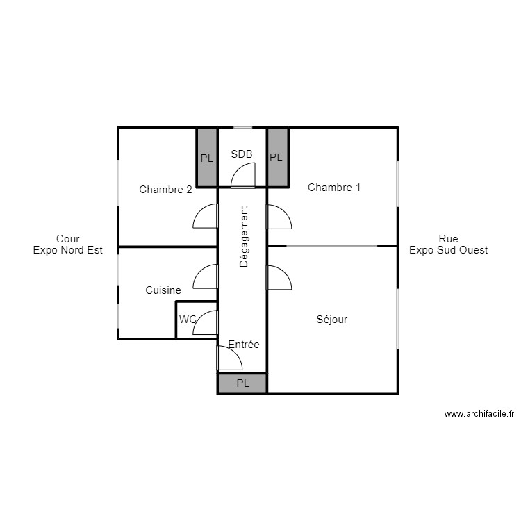 Plan ROUX P. Plan de 10 pièces et 75 m2