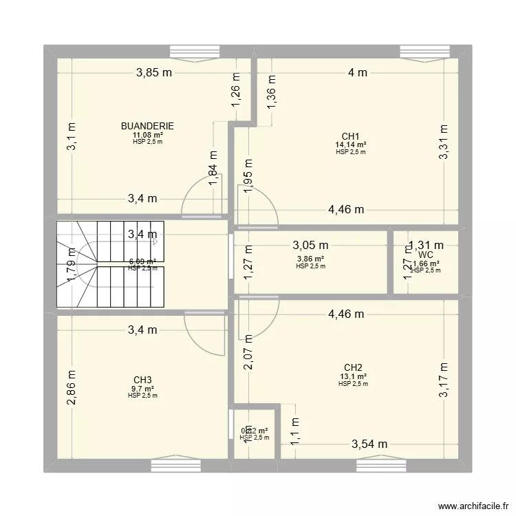1ER ETAGE PANTIER. Plan de 8  et 60 m²