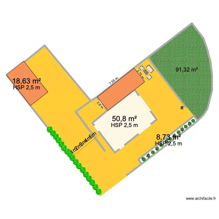 extension 4.1. Plan de 4  et 129 m²