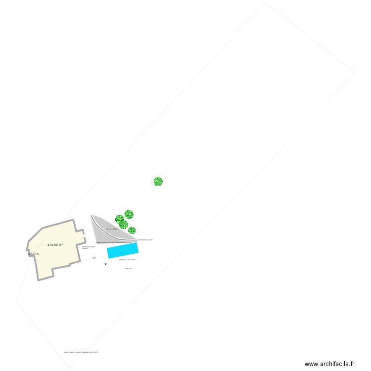plan de masse après travaux. Plan de 1 pièce et 220 m2