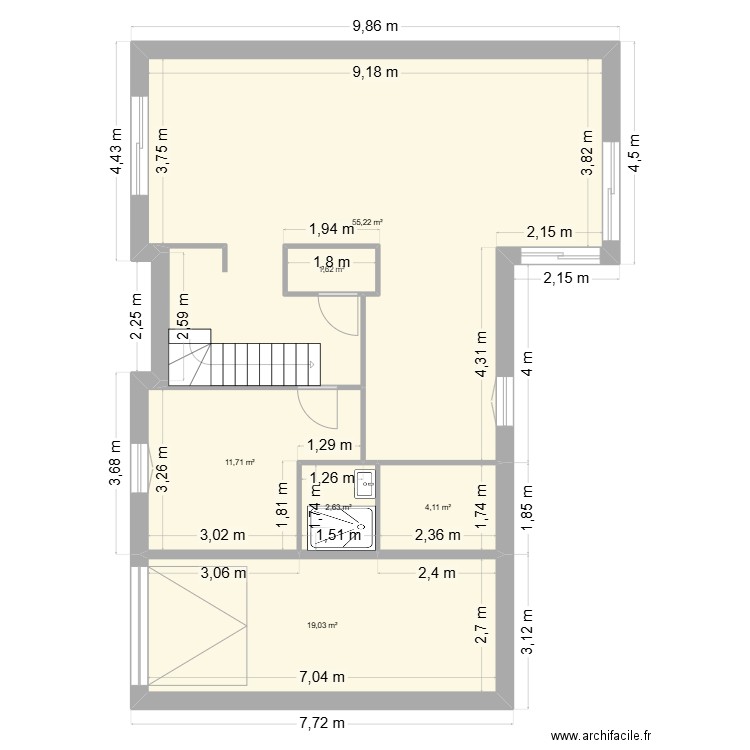 géraudie 2. Plan de 19 pièces et 186 m2