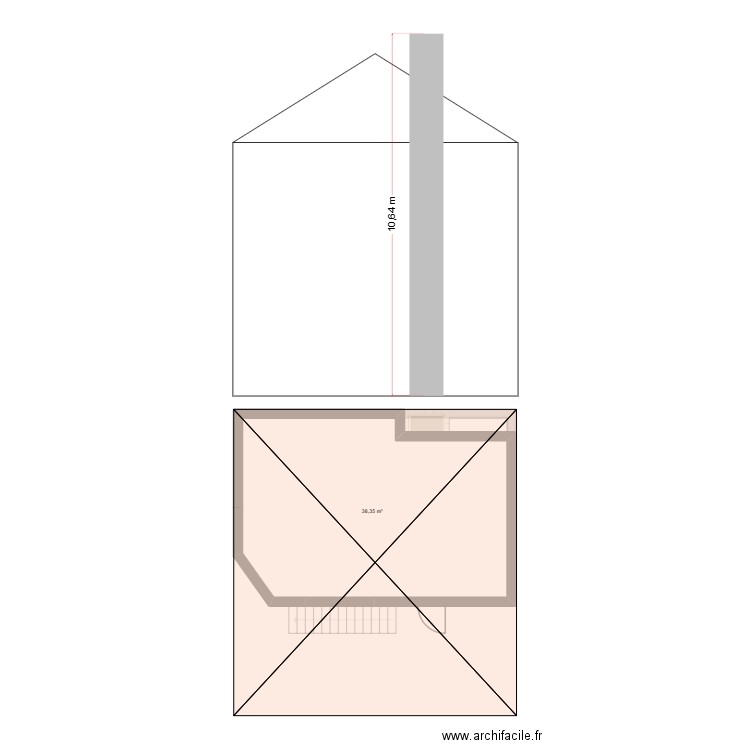 HARSCOET. Plan de 1 pièce et 38 m2