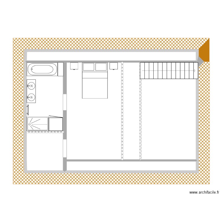 Etage Clement v1. Plan de 8 pièces et 57 m2