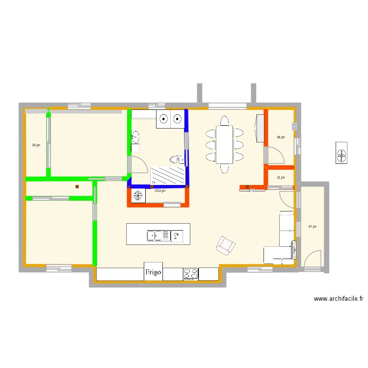 sous sol inter géné plan 2. Plan de 5 pièces et 115 m2