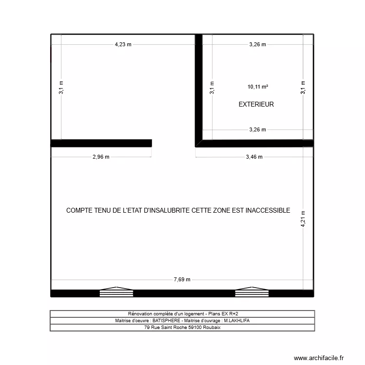Plan LAKHLIFA R+2 EX V1. Plan de 1  et 10 m²