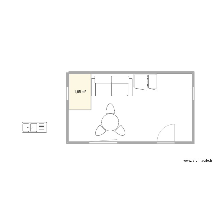 Chalet NLM. Plan de 1 pièce et 2 m2