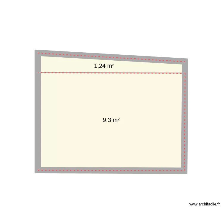 coupe. Plan de 2 Pièces et 11 m²