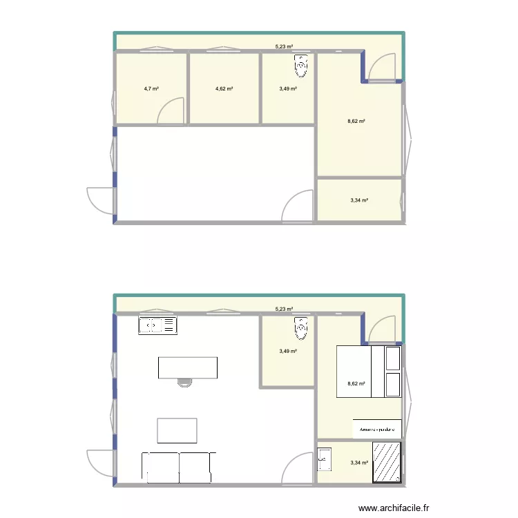 Kenny. Plan de 10  et 51 m²