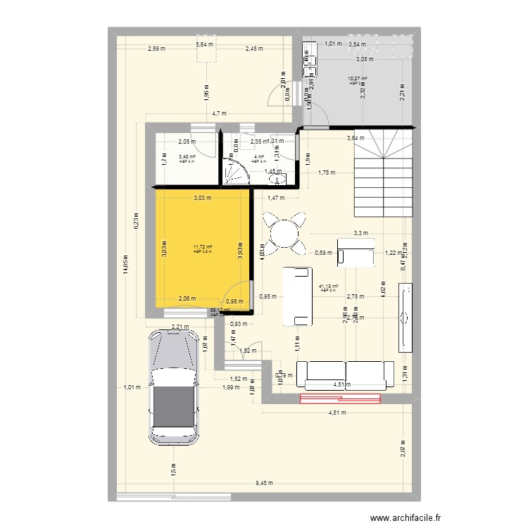 arafet  etage. Plan de 6 pièces et 130 m2