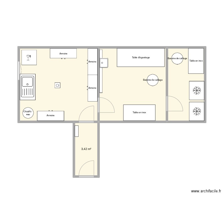 Plan fromagerie. Plan de 4 pièces et 41 m2