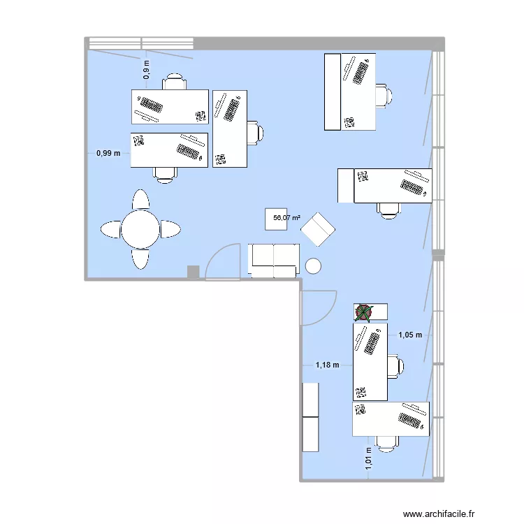 R&D LB V2. Plan de 1  et 56 m²