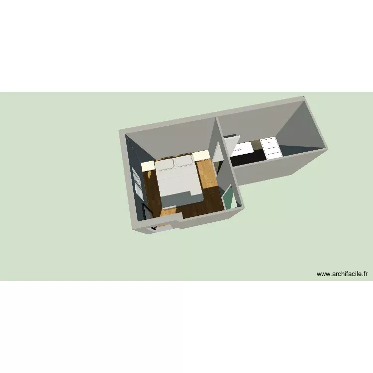 Plan Chambre_Variante. Plan de 2 Pièces et 16 m² Plan Chambre_Variante. Plan de 2 Pièces et 16 m²