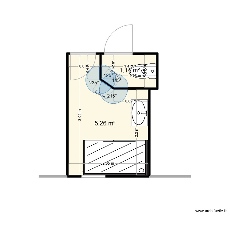 SDB Mich&egrave;le modifi&eacute;. Plan de 0 pièce et 0 m2