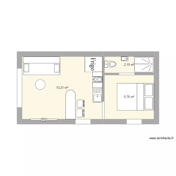 Leo. Plan de 3  et 21 m²