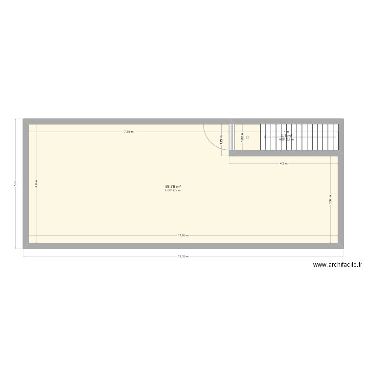 frottards 1. Plan de 2 pièces et 54 m2