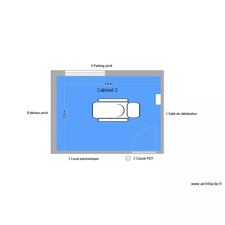 10448 Cabinet 2. Plan de 1  et 11 m²