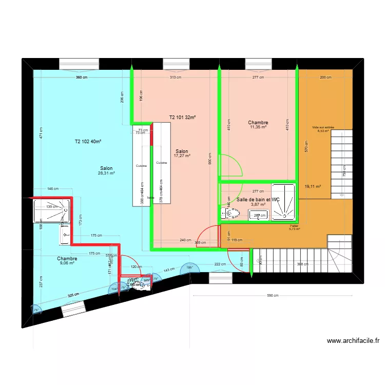 Libert&eacute; &eacute;tage 1 V2. Plan de 