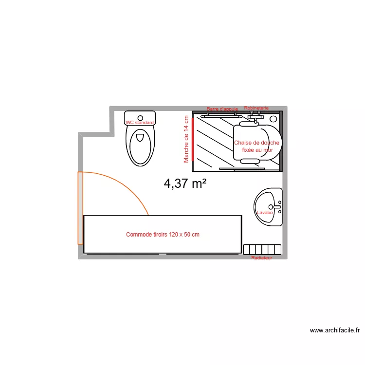 SDB. Plan de 1 et 4 m² SDB. Plan de 1 et 4 m²
