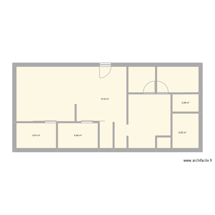 Institut. Plan de 5 pièces et 69 m2