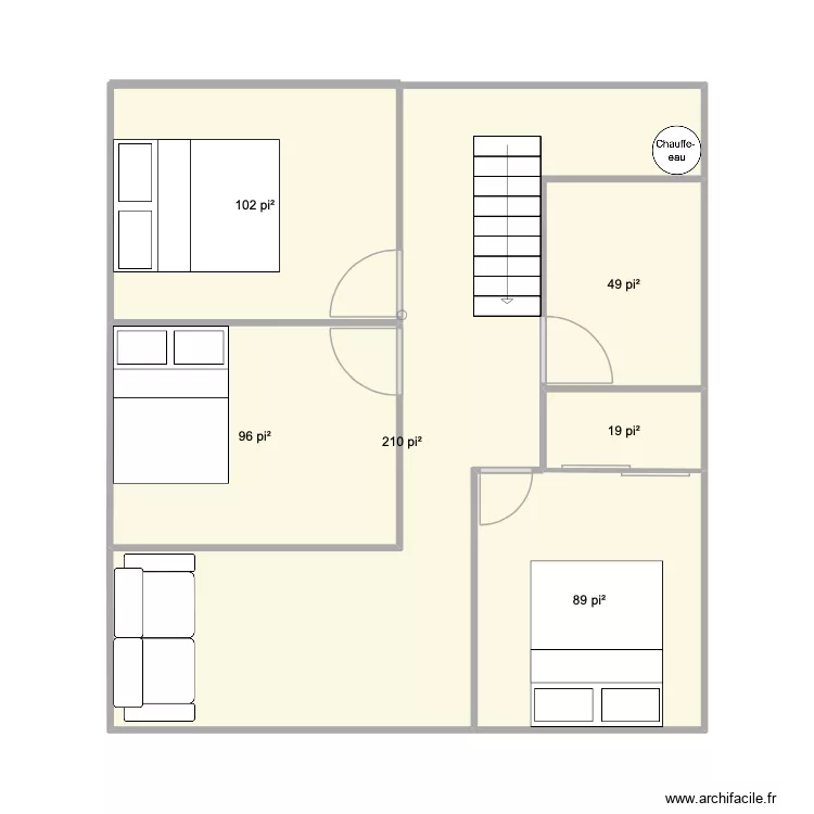 ss chalet. Plan de 6 pièces et 52 m²