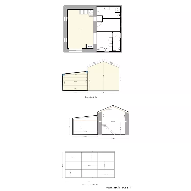 fa&ccedil;ade SUD  log 2. Plan de 