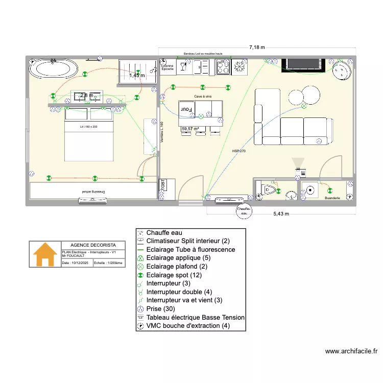 2D_ELECT_INTERR_V1_PAUL. Plan de 1  et 60 m²