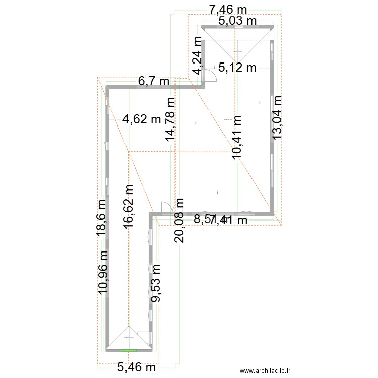 plan de coupe apres travaux. Plan de 0 pièce et 0 m2