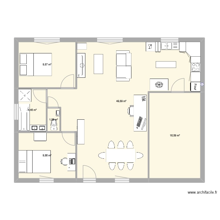 plan maison 1. Plan de 6 pièces et 92 m2