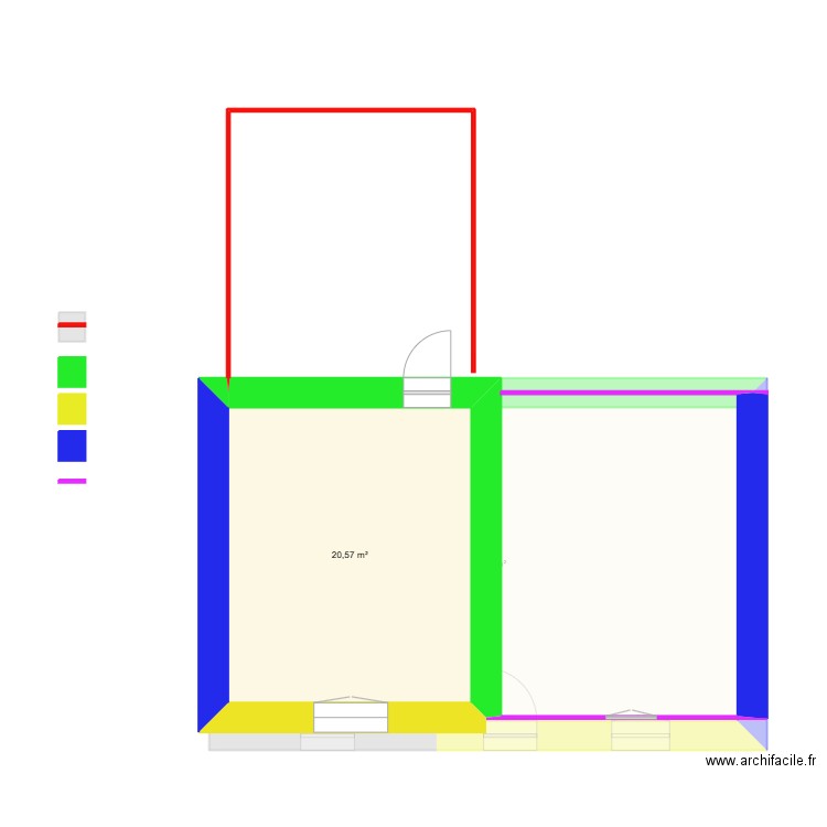 cHEVRY. Plan de 2 pièces et 65 m2