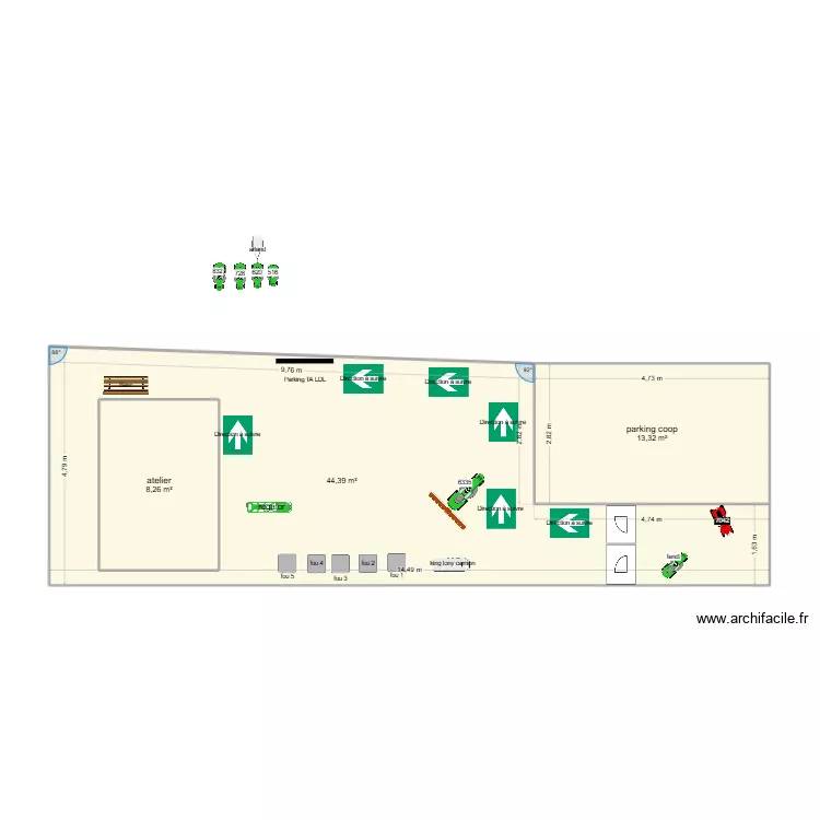 po wav. Plan de 3  et 74 m²