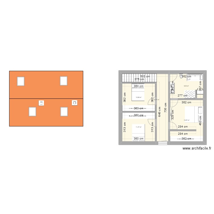 toiture missy. Plan de 5 pièces et 60 m2