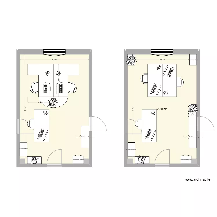 Bureau Morgane, Murielle, Christine. Plan de 2 et 46 m² Bureau Morgane, Murielle, Christine. Plan de 2 et 46 m²