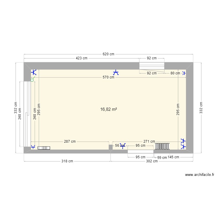 plan de chambre 1. Plan de 1 pièce et 17 m2