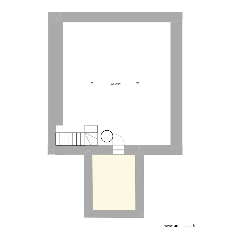 2ième étage. Plan de 2 pièces et 63 m2