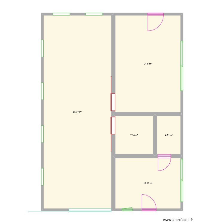 Hangar - RDC. Plan de 5 pièces et 126 m2