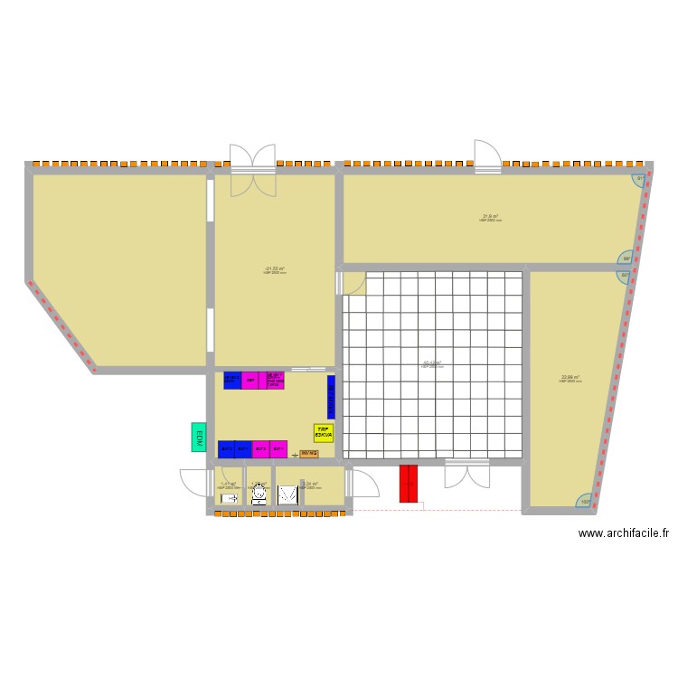 Mamoudzou Poste Existant. Plan de 7 pièces et 130 m2